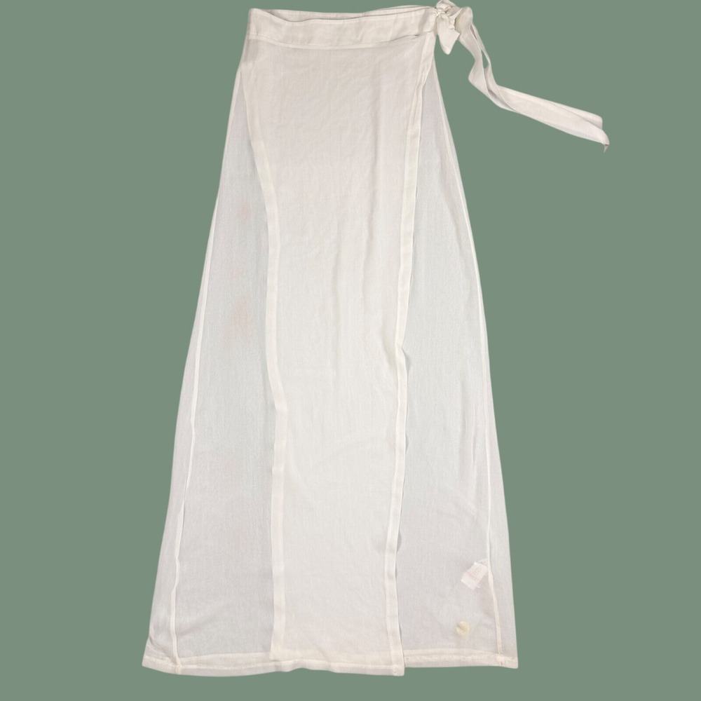 Nasty Gal White Maxi Wrap Skirt Size 2 Sheer Tie Waist Bride Beach Cover Up EUC
